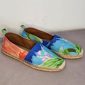 Ralph Lauren Floral Espadrilles Slip On Loafers Flats Shoes